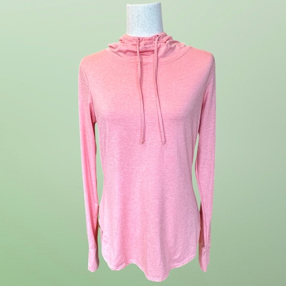 Reebok Womens Lightweight Long Sleeve Hooded Pullover Peachy-Pink Size Medium - Picture 12 of 13